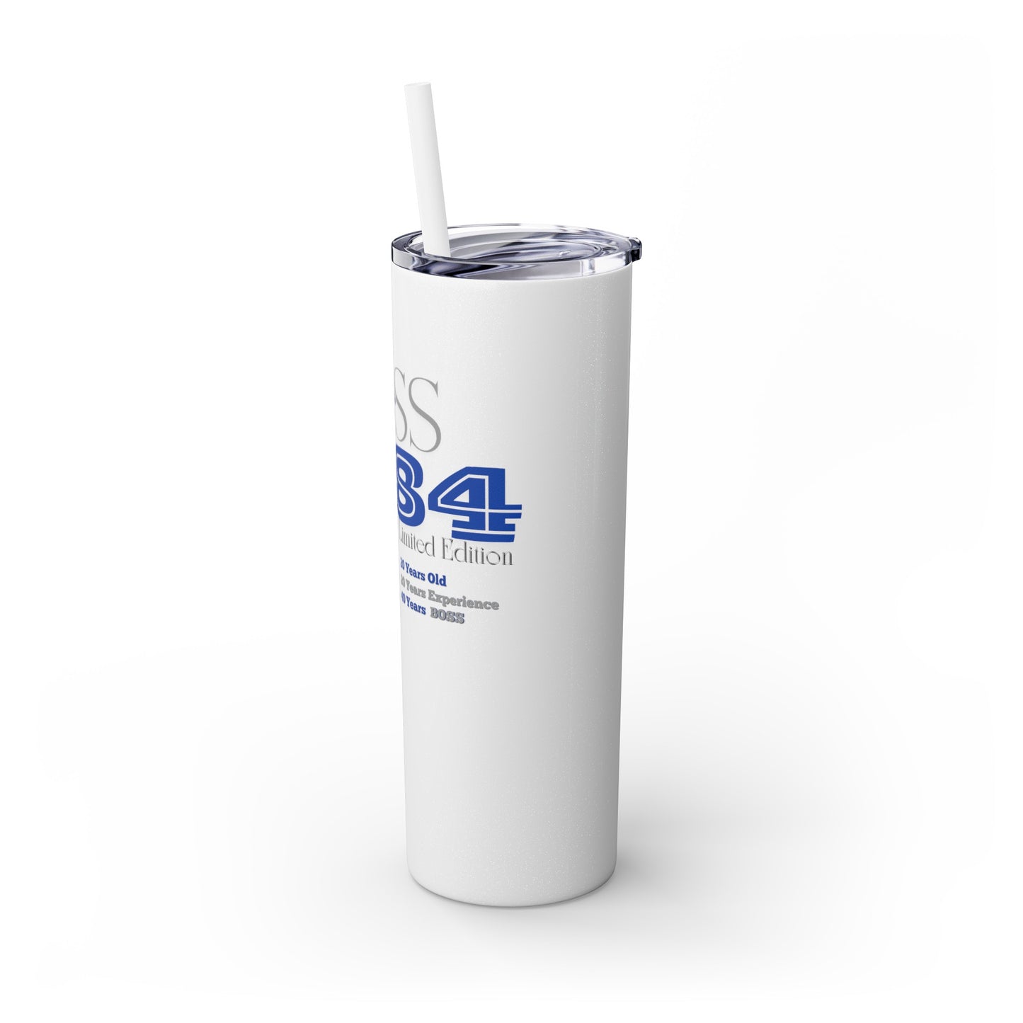 1984 Blue/Silver Skinny Tumbler with Straw, 20oz