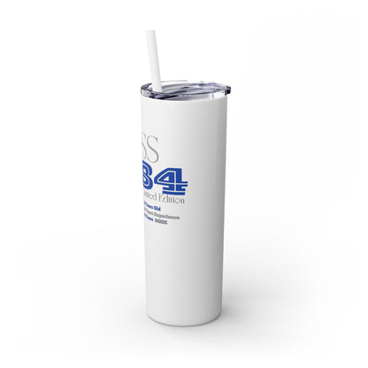 1984 Blue/Silver Skinny Tumbler with Straw, 20oz