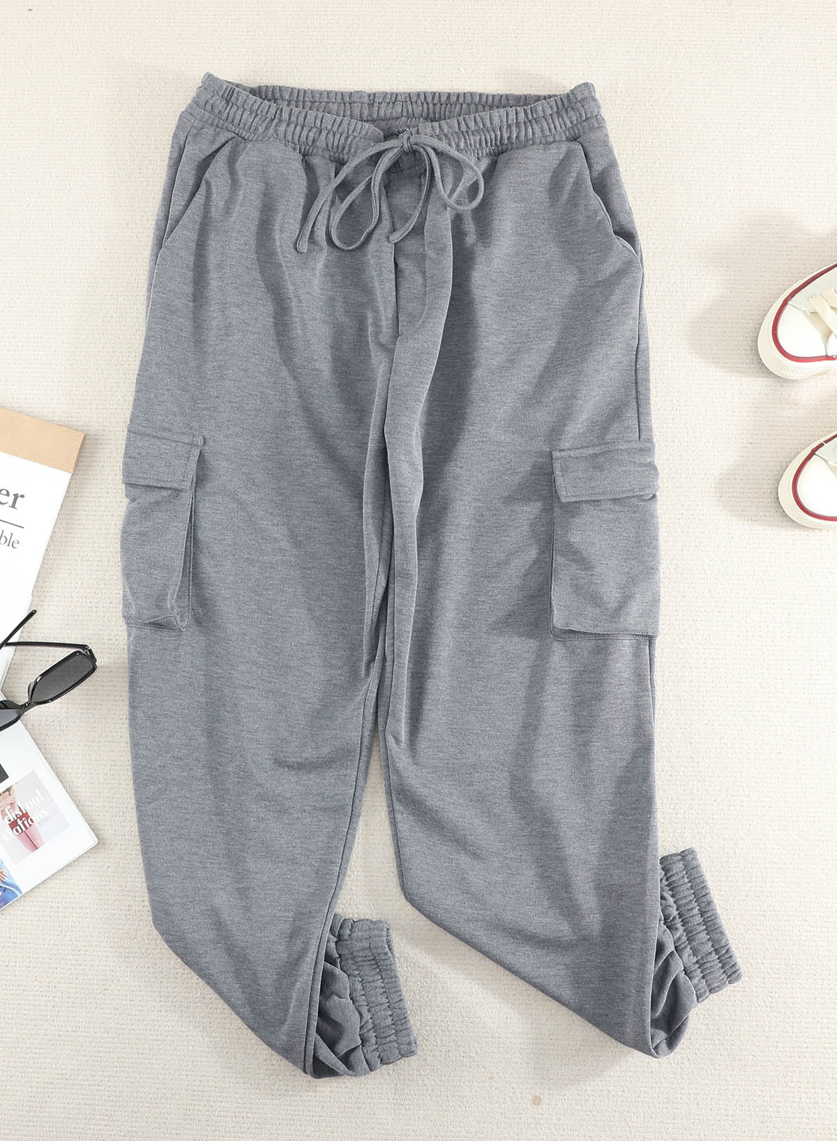 Plus Size Elastic Waist Joggers with Pockets-VMA Specialties Boutique