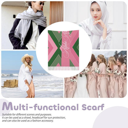 Pink Ribbon Tassel Scarf