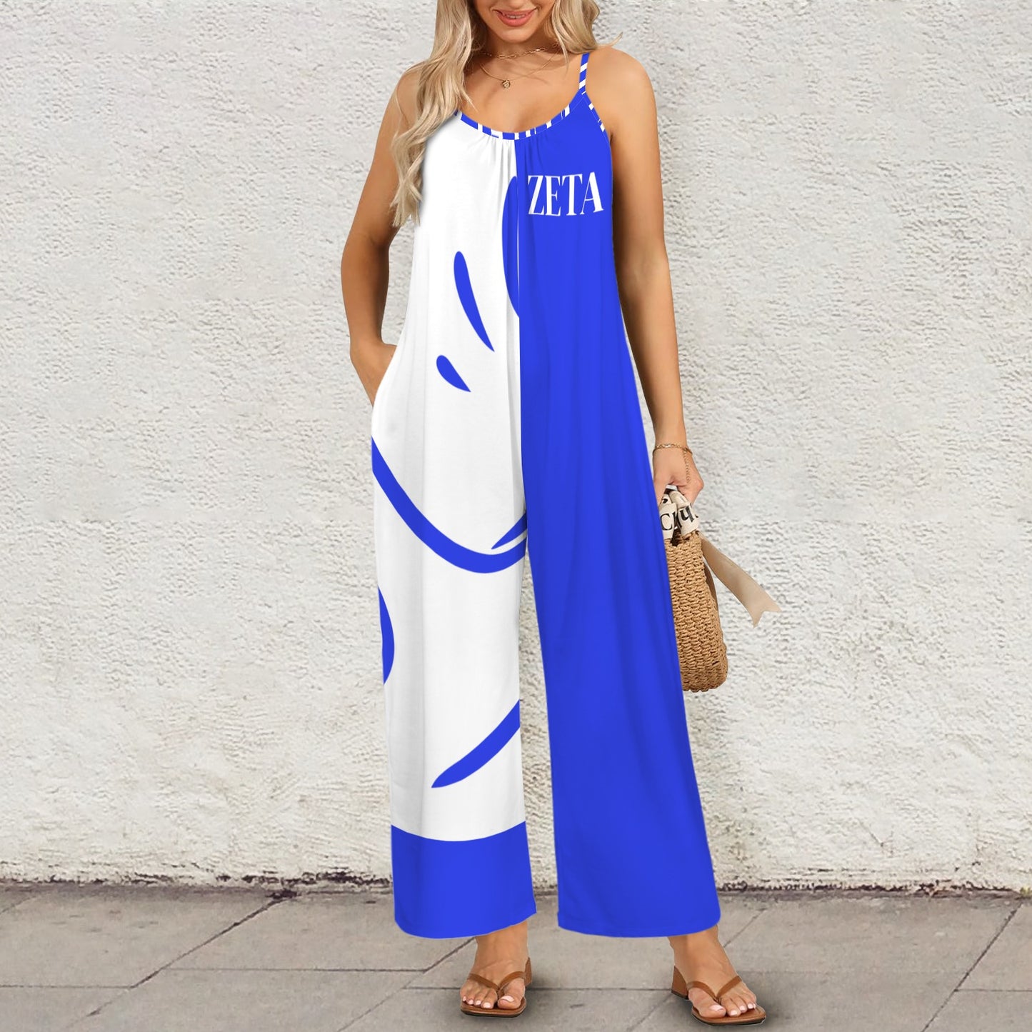 Zeta Jumper Pleated Cami Pocket Wide Leg Jumpsuit