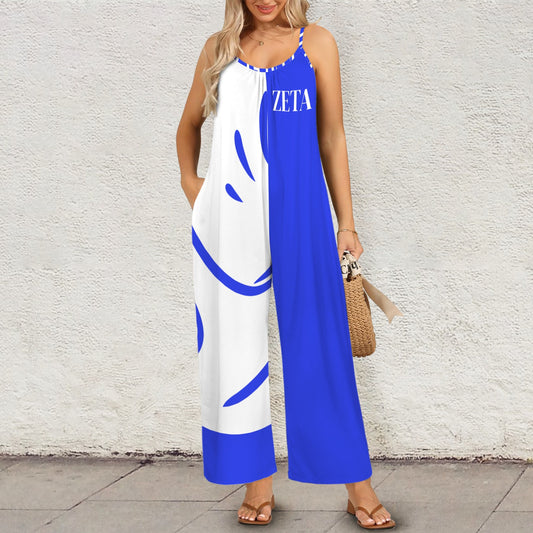 Zeta Jumper Pleated Cami Pocket Wide Leg Jumpsuit