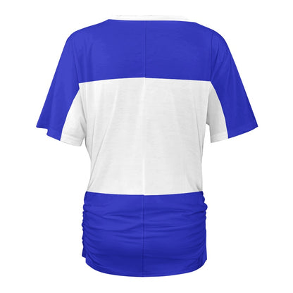 V-neck pleated T-shirt