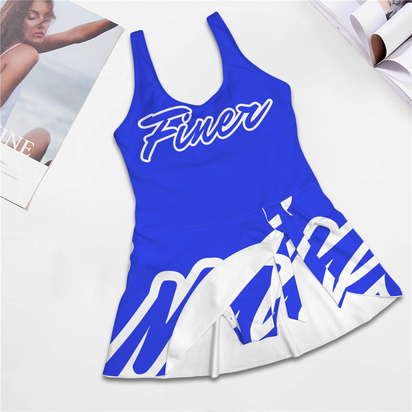 Finer Women's One Piece Skirted Swimsuit (Model S54)