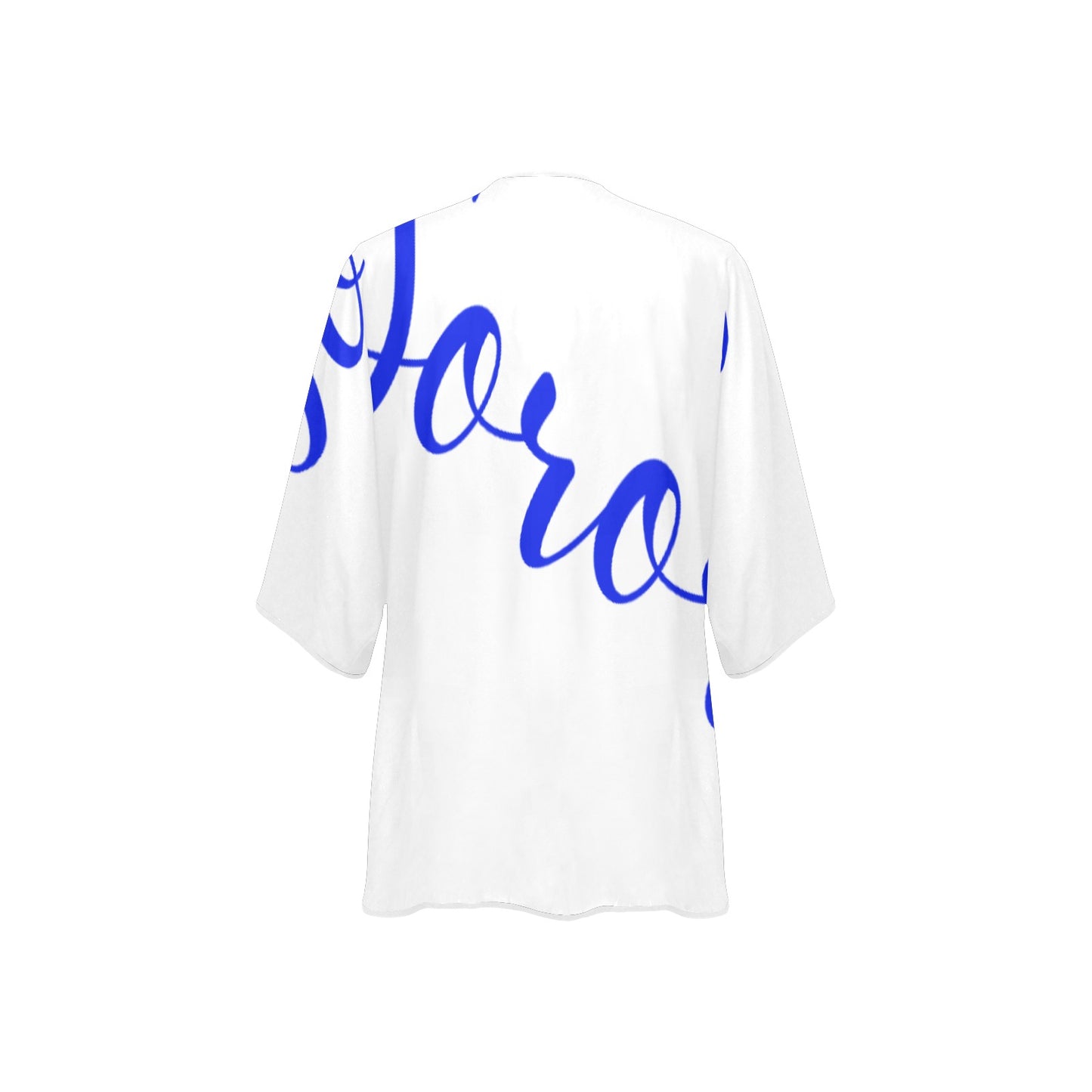 Women's Kimono Chiffon Cover Up- Royal Blue and White