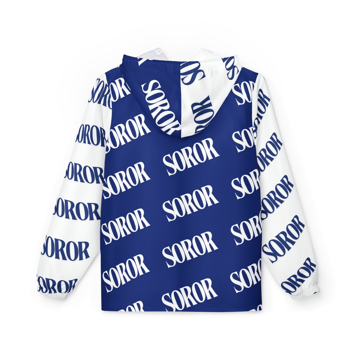 Windbreaker Jacket, Zeta Sorority -Soror Soror Graffiti, White Royal Blue, College Fashion Coat, Greek Life Outerwear