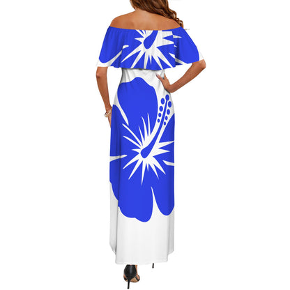 Zeta Women's Off Shoulder Ruffle Boat Neck Dress (Model D71)