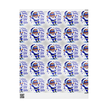 Deck the Halls with Joyful Blues: African American Santa Wrapping Paper