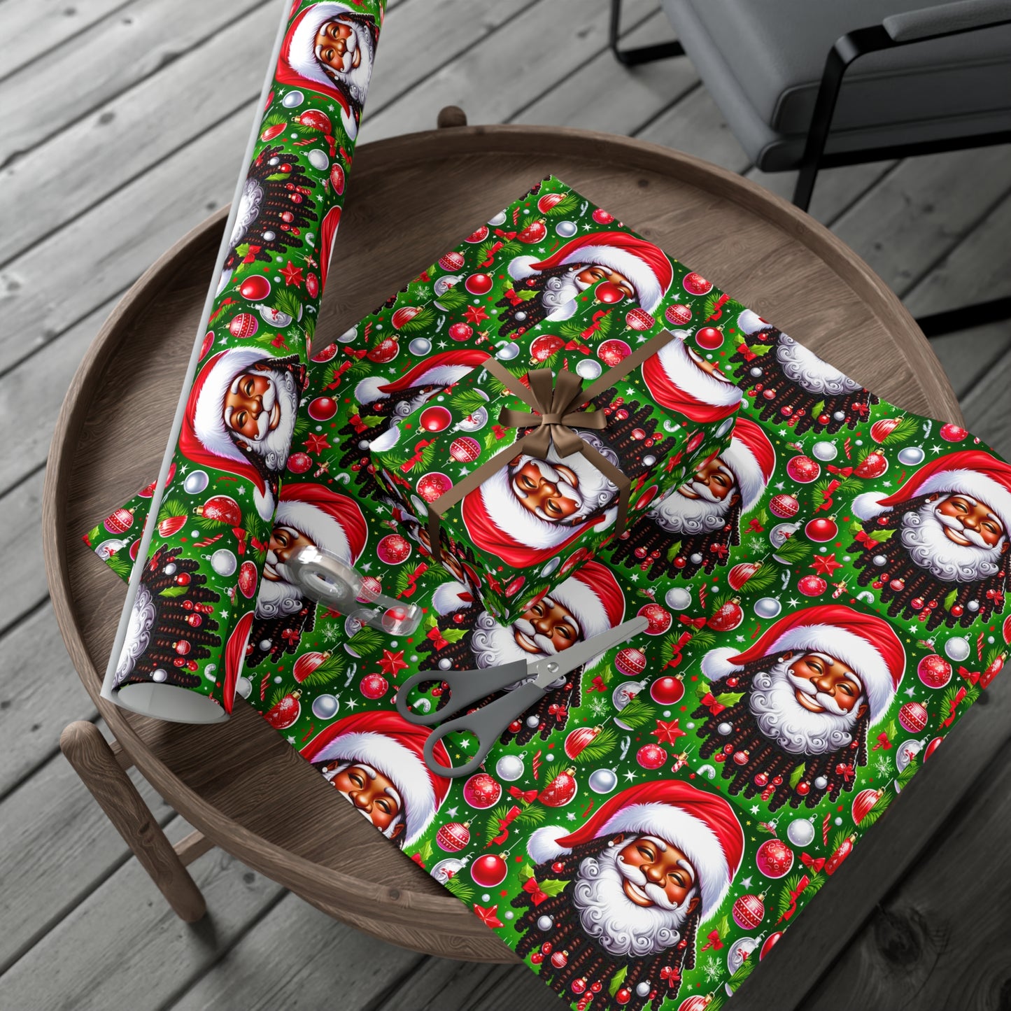 Christmas Cheer African American Wrapping Papers, Holiday Ornaments, Rosy Cheeks, Nose, Xmas Spirit Decor, Party