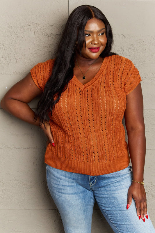 Sew In Love Full Size Preppy Casual Knit Sweater Vest-VMA Specialties Boutique
