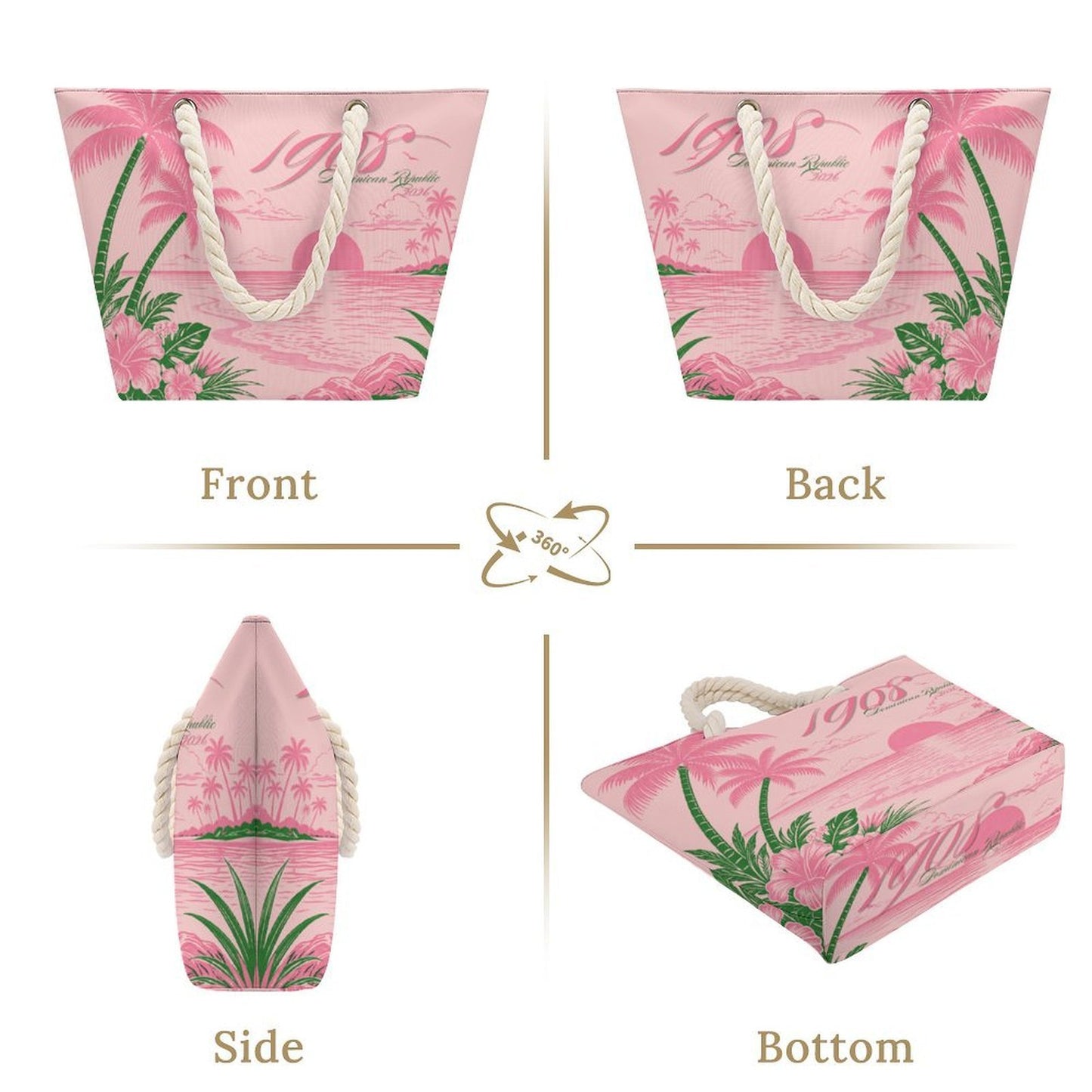 1908 Pink Paradise Signature Beach Tote — Dominican Republic Edition
