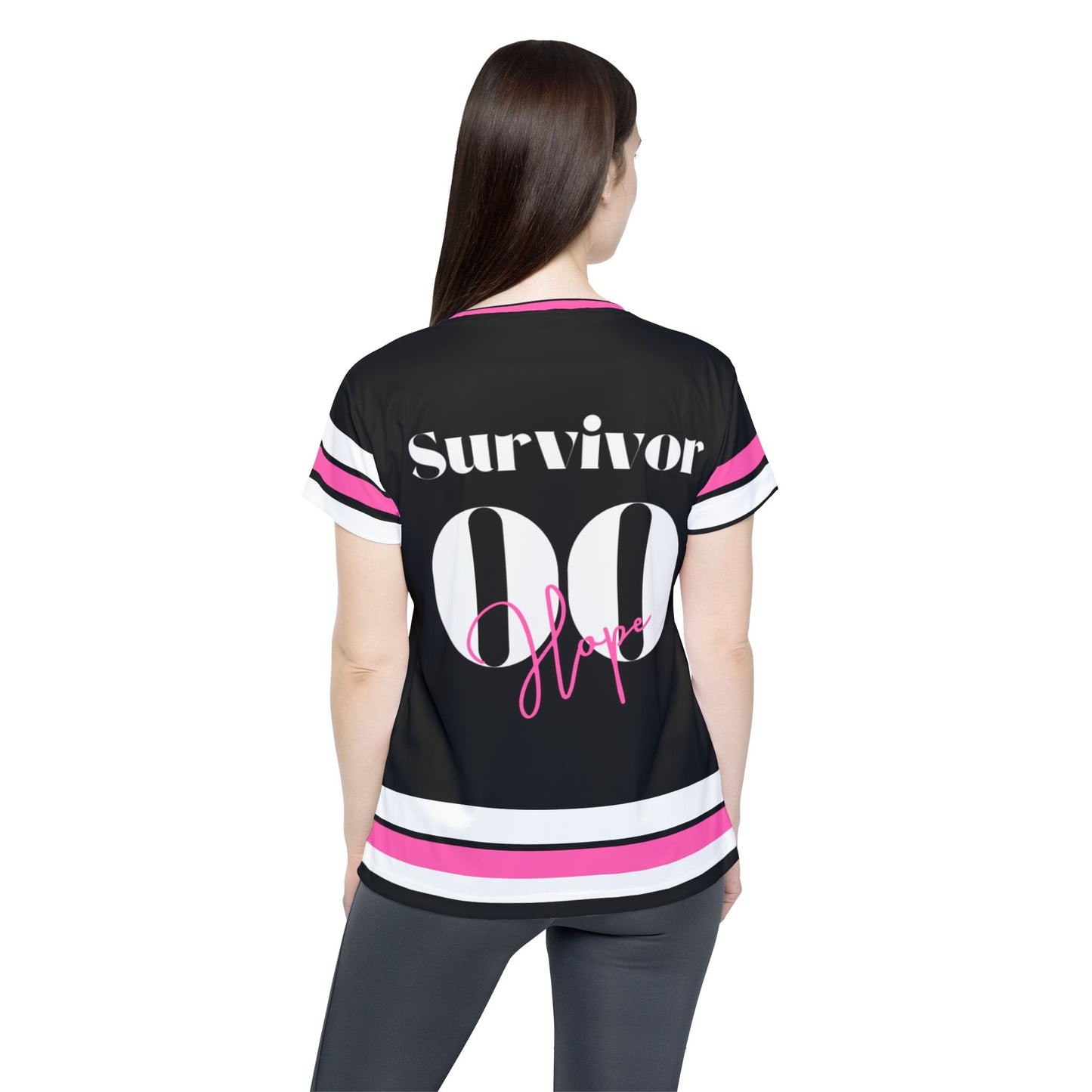 Sports Jersey Breast Cancer Awareness Survivor Pink, White and Black