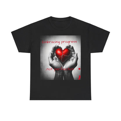 Embracing Progress, Not Perfection Mental Health Awareness Unisex Heavy Cotton Tee