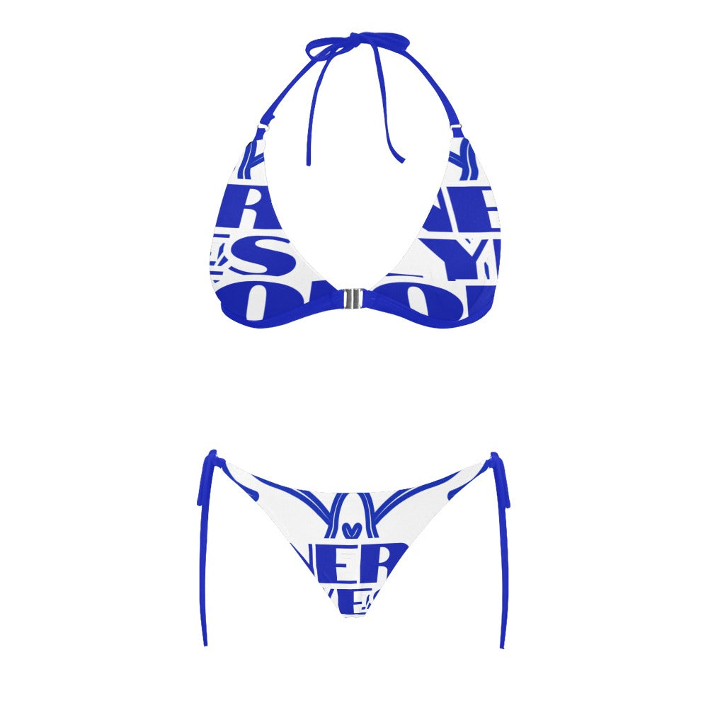 Finer Buckle Front Halter Bikini Swimsuit (Model S08)