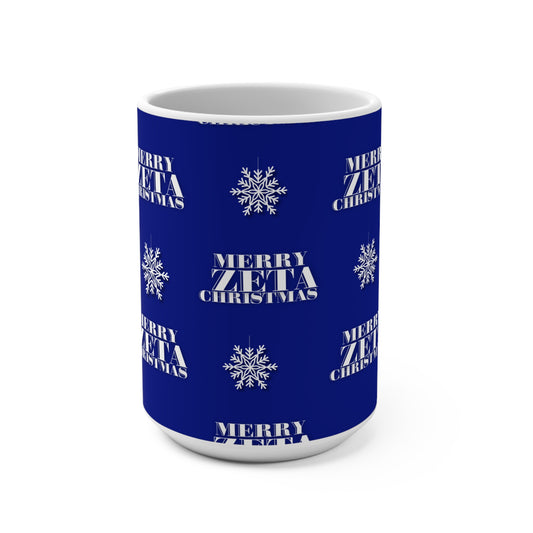 Merry  Zeta Christmas Holiday Sorority Inspired Christmas Mug 15oz Royal Blue and White, Christmas Gift, Sorority Sister Present,