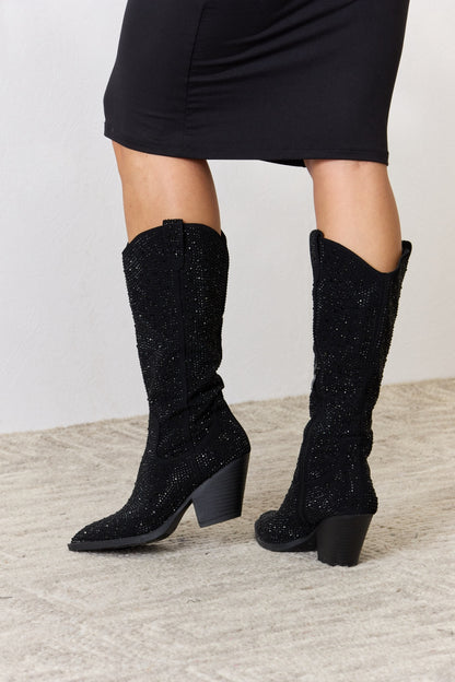 Forever Link Rhinestone Knee High Cowboy Boots-VMA Specialties Boutique