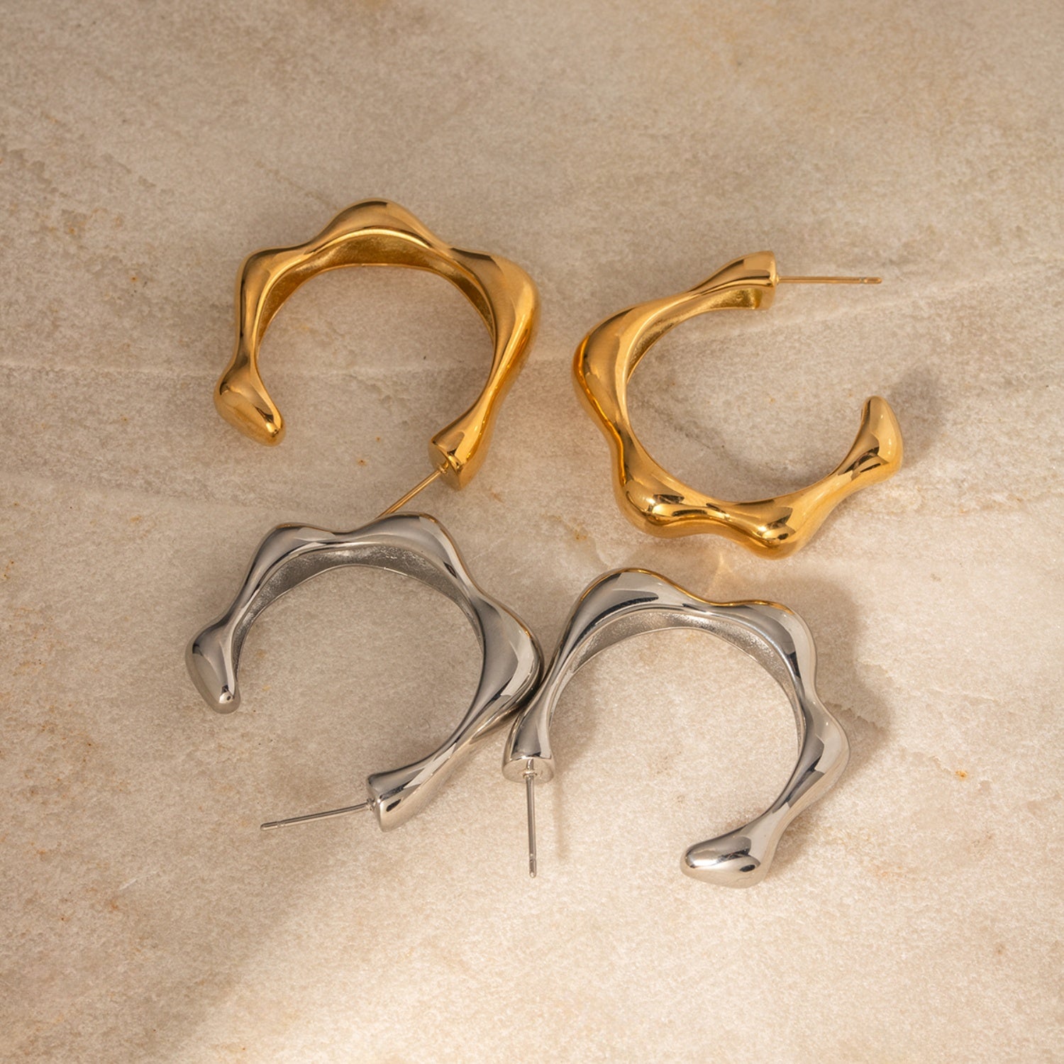 Stainless Steel C-Hoop Earrings-VMA Specialties Boutique