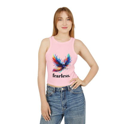 Racer Tank Top, 'fearless' Graphic Design, Edgy & Empowering Top, Casual Outings, Layering, Women's Tee, Graffiti Style