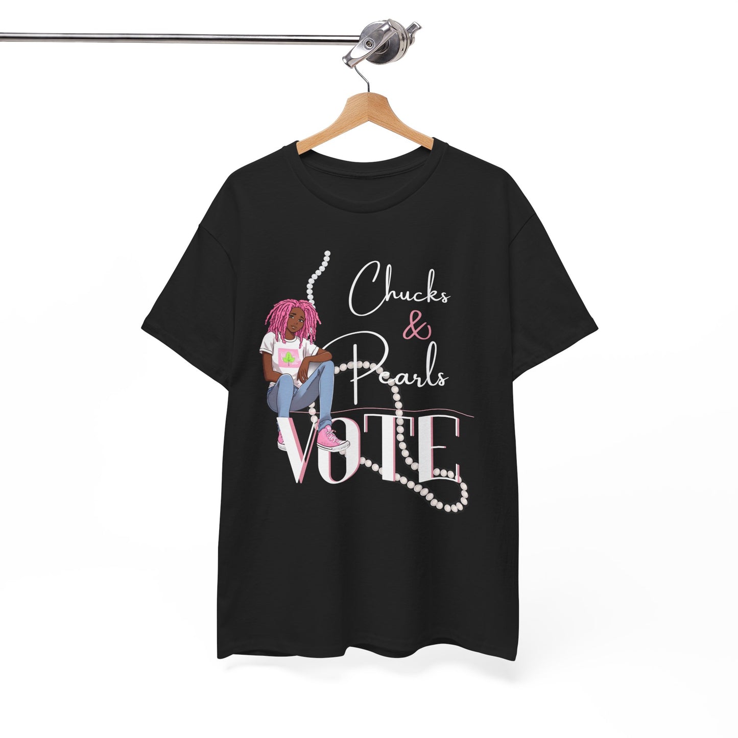 Chucks &  Pearls Pink  Heavy Cotton Tee