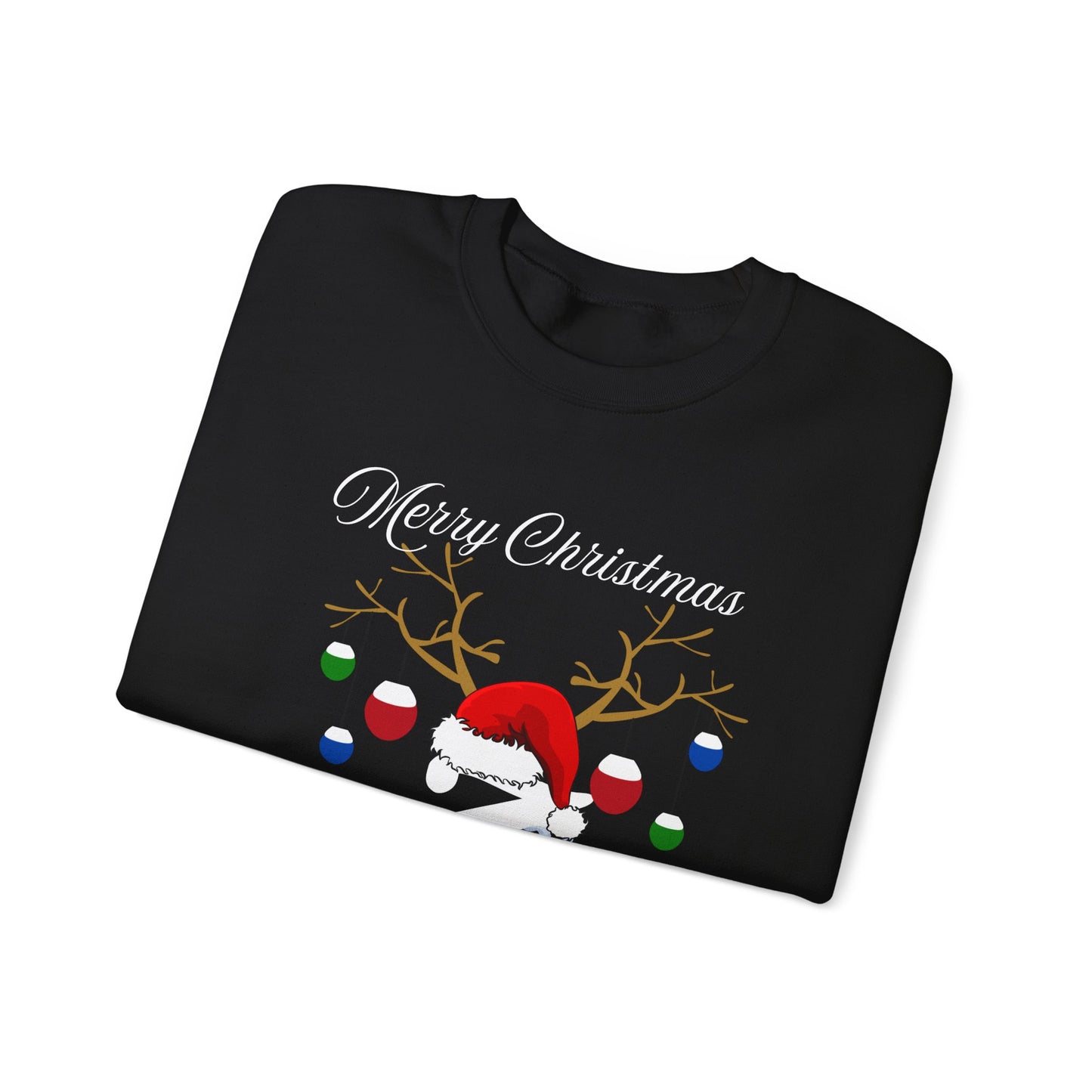 Christmas Snowflake Holiday Crewneck Sweatshirt, Xmas Winter Santa Hat Jumper, Festive Mistletoe Antler Branches, Unisex Heavy Blend -Initial "M"