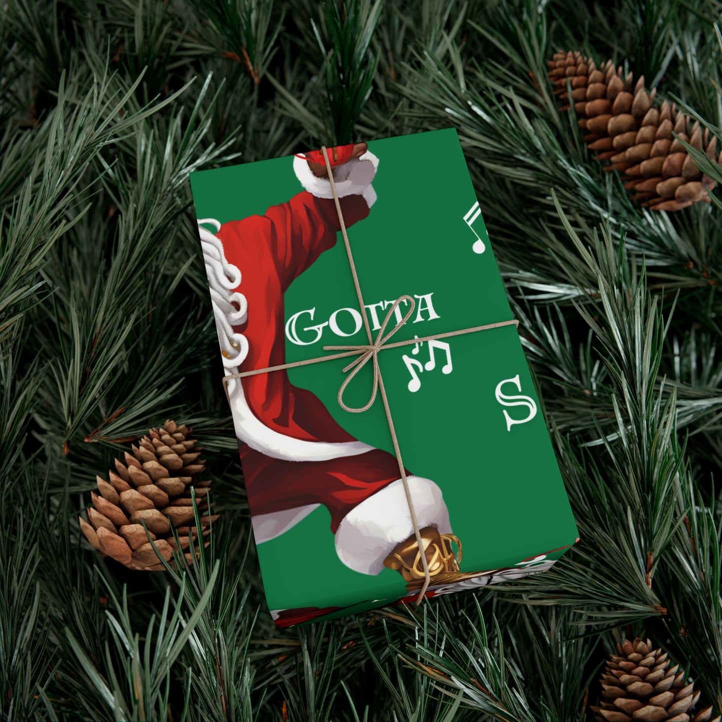 Santa Gotta Groove, African American Santa Christmas Holiday Wrap