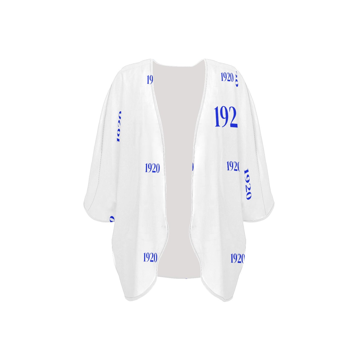 Women's Kimono Chiffon Cover Up- Royal Blue and White