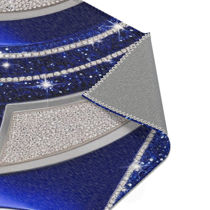 Luxurious Abstract Area Rug, Royal Blue and Silver, Glittery Gemstone Design, Opulent Rhinestone Pattern Accent Rug,