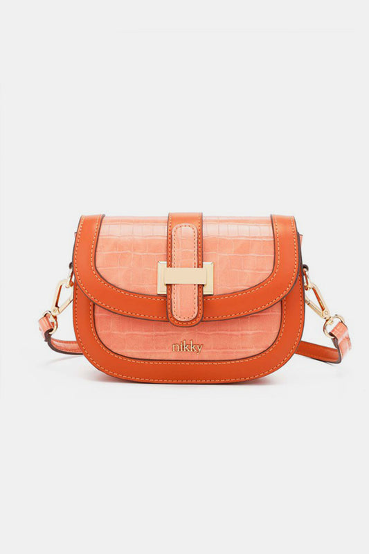 Nicole Lee USA Croc Embossed Crossbody Bag orange