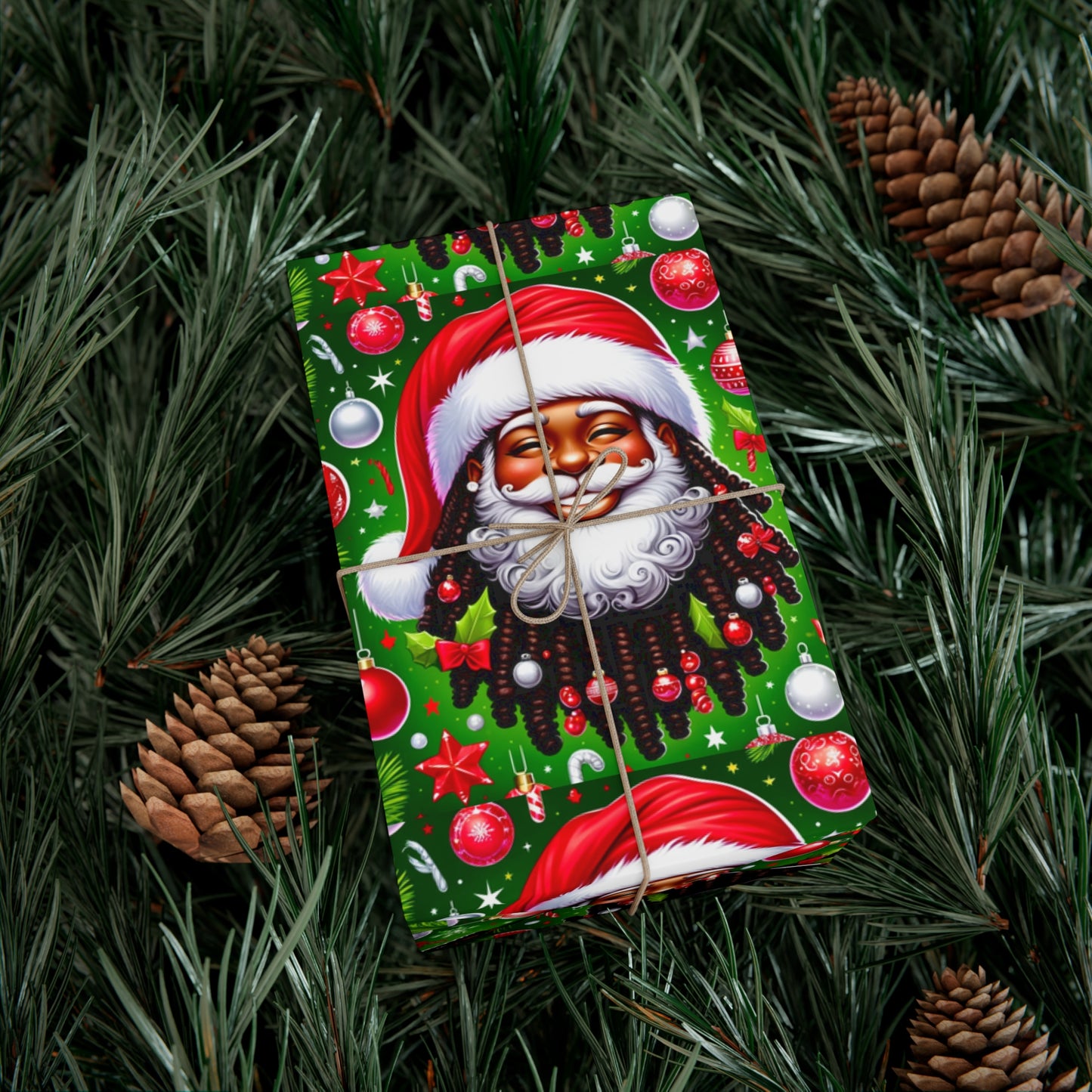 Christmas Cheer African American Wrapping Papers, Holiday Ornaments, Rosy Cheeks, Nose, Xmas Spirit Decor, Party
