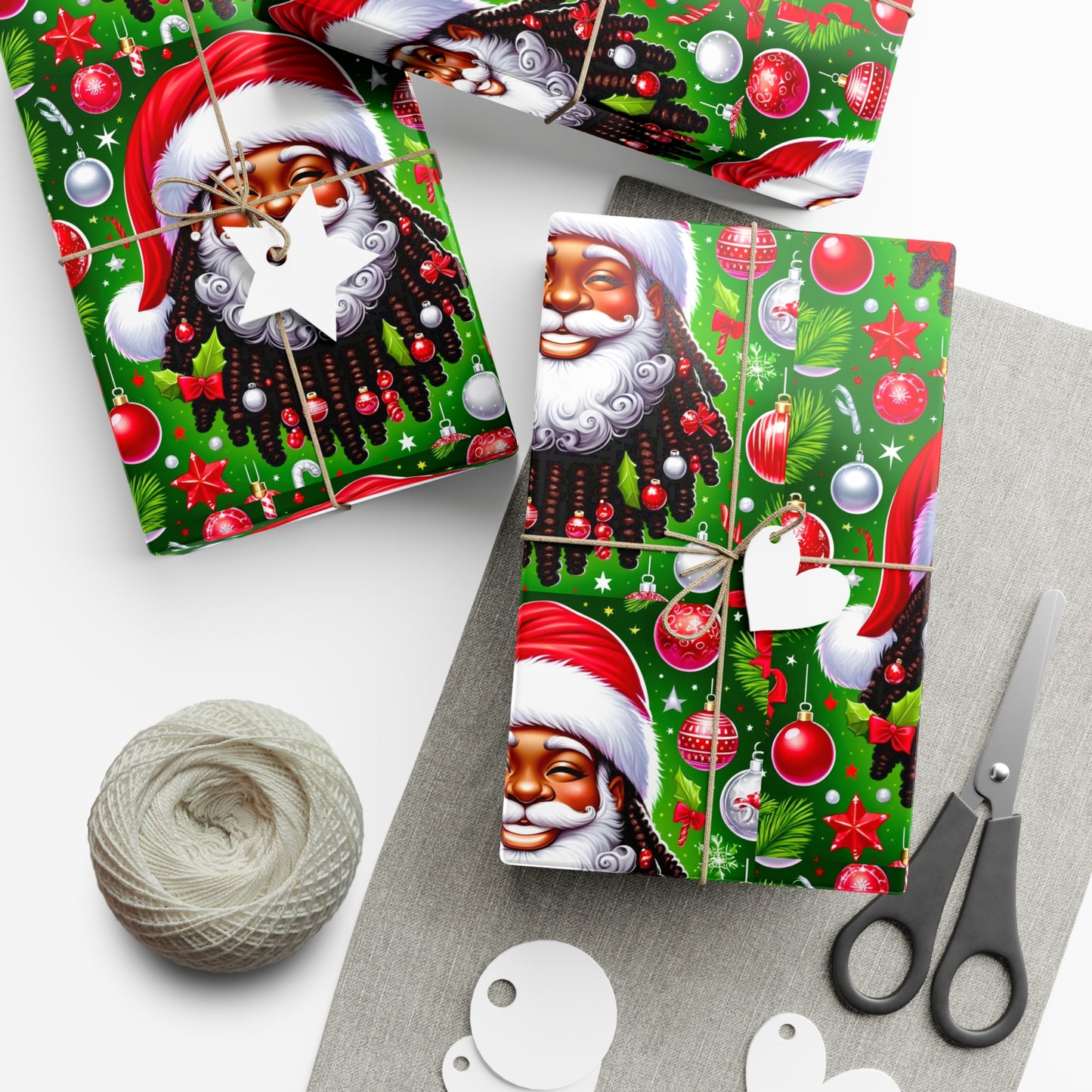Christmas Cheer African American Wrapping Papers, Holiday Ornaments, Rosy Cheeks, Nose, Xmas Spirit Decor, Party