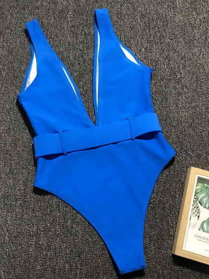 Plunge Wide Strap Sleeveless One-Piece Swimwear-VMA Specialties Boutique