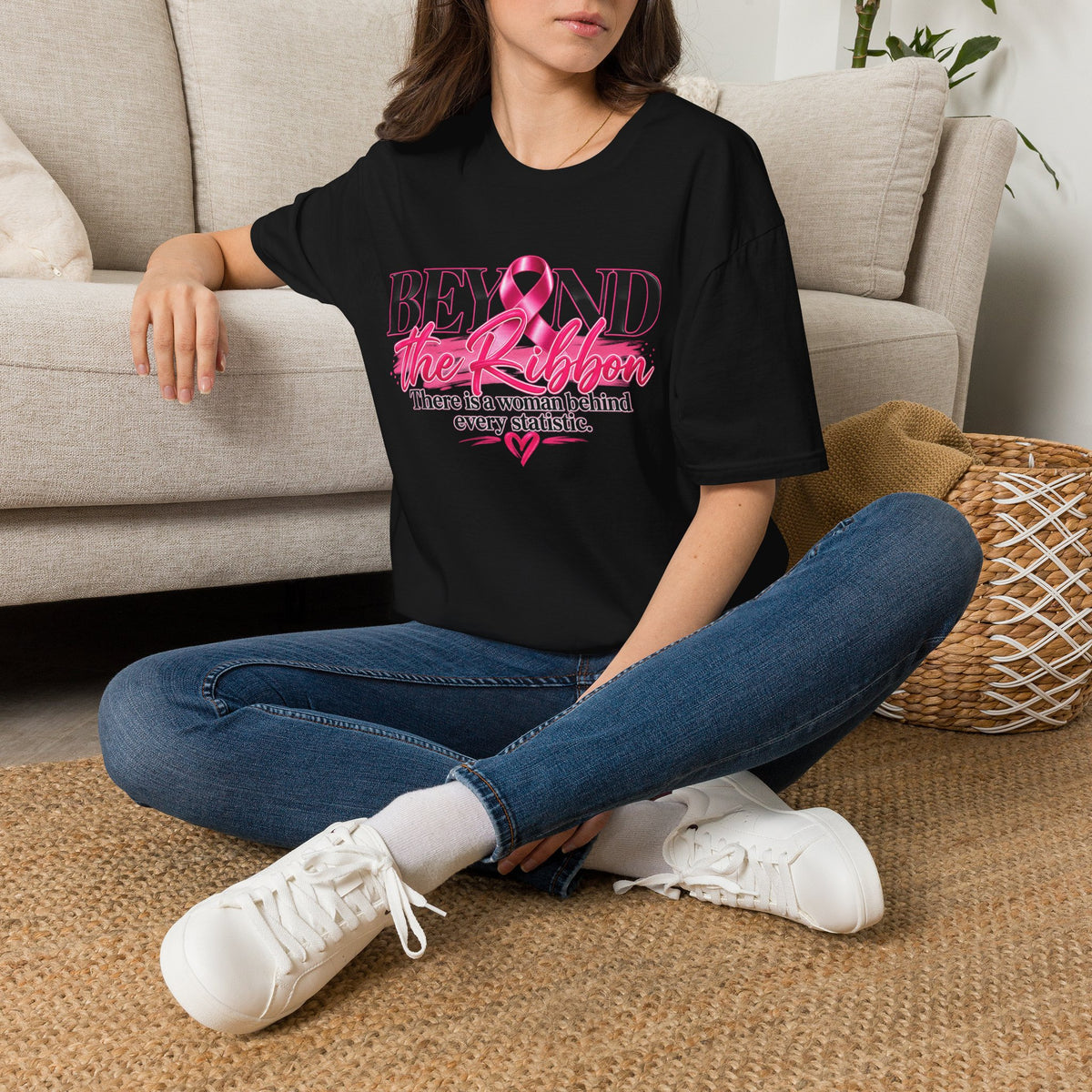 Breast Cancer Awareness T-Shirt — "Beyond the Ribbon" Her Story, Her Strength Design