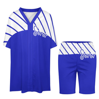 V-neck bat sleeve two piece set