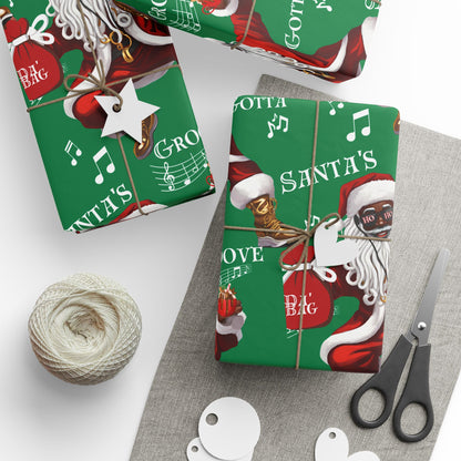 Santa Gotta Groove, African American Santa Christmas Holiday Wrap