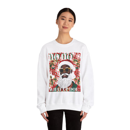 Black Santa with Shades Unisex Sweatshirt -Crewneck Jumper, Holiday Santa Apparel, Festive Winter Pullover, Cool Santa Claus