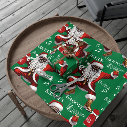 Santa Gotta Groove, African American Santa Christmas Holiday Wrap