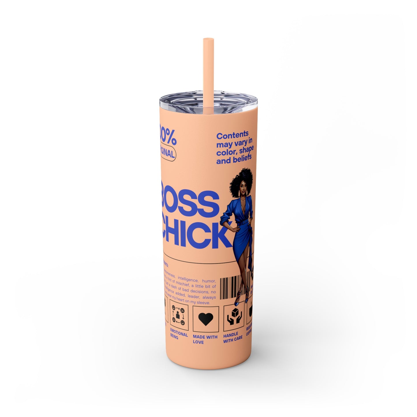 Boss Chick Skinny Tumbler with Straw, 20oz