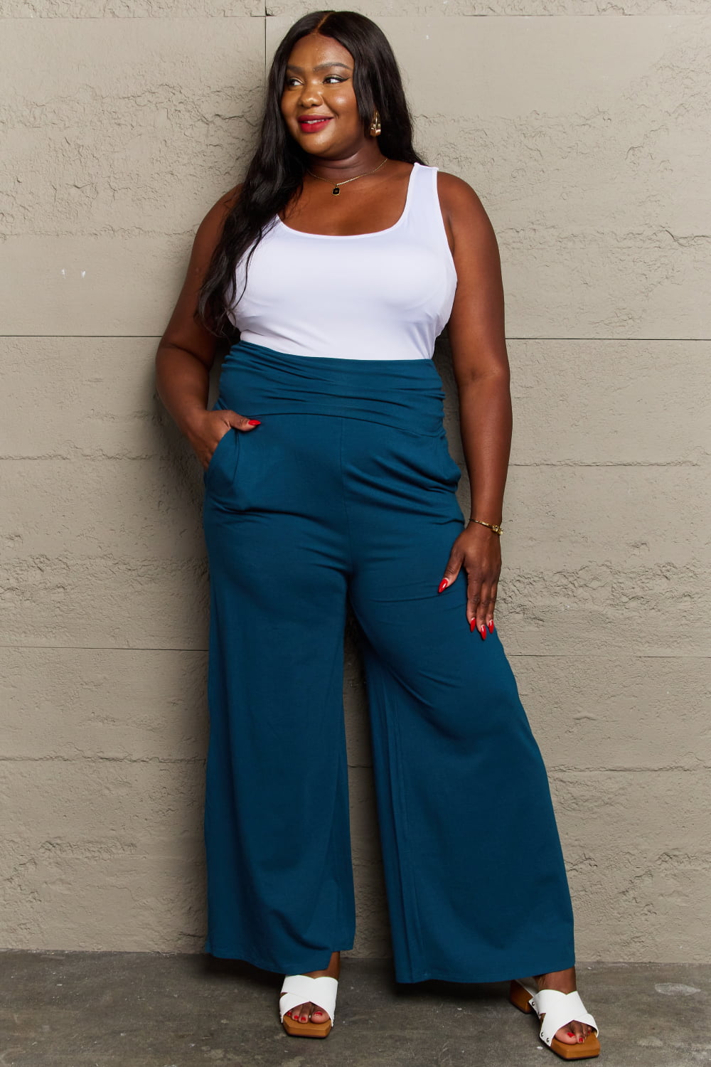 Culture Code My Best Wish Full Size High Waisted Palazzo Pants-VMA Specialties Boutique