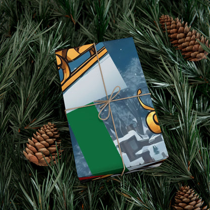 Gift Wrap-African American Inspired Santa on Sleigh