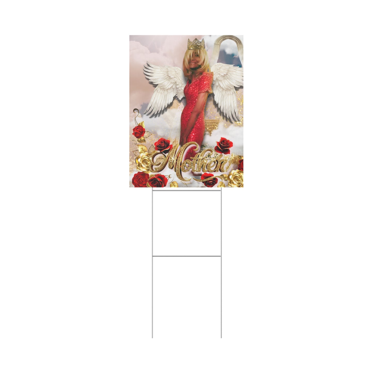 Elegant Angelic Plastic Yard Sign with Roses - Perfect for Celebrations
