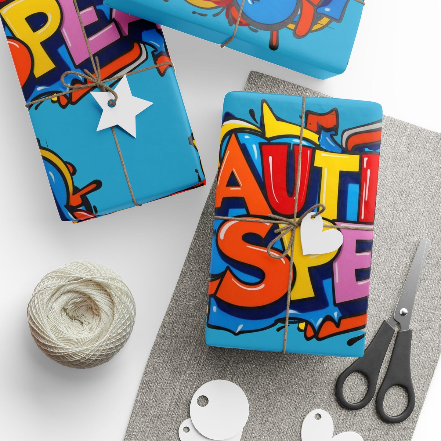 Vibrant Autism Awareness Wrapping Paper, Gift Wrap for Celebrations, Birthday, Holidays, Fundraising Events, Support Causes