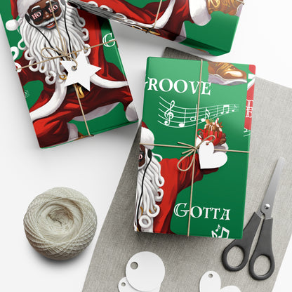 Santa Gotta Groove, African American Santa Christmas Holiday Wrap