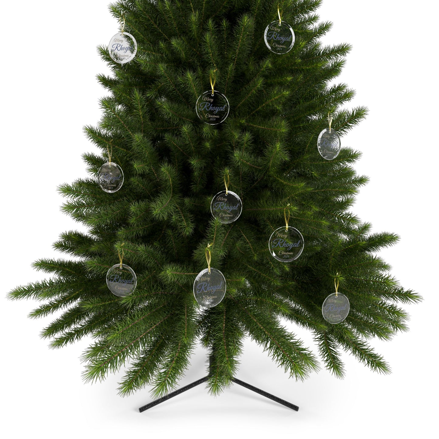 Glass Ornaments Merry Rhoyal Christmas 2024 Royal Blue and Yellow Sorority Inspired Ornament