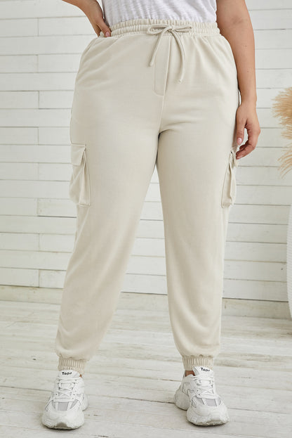 Plus Size Elastic Waist Joggers with Pockets-VMA Specialties Boutique