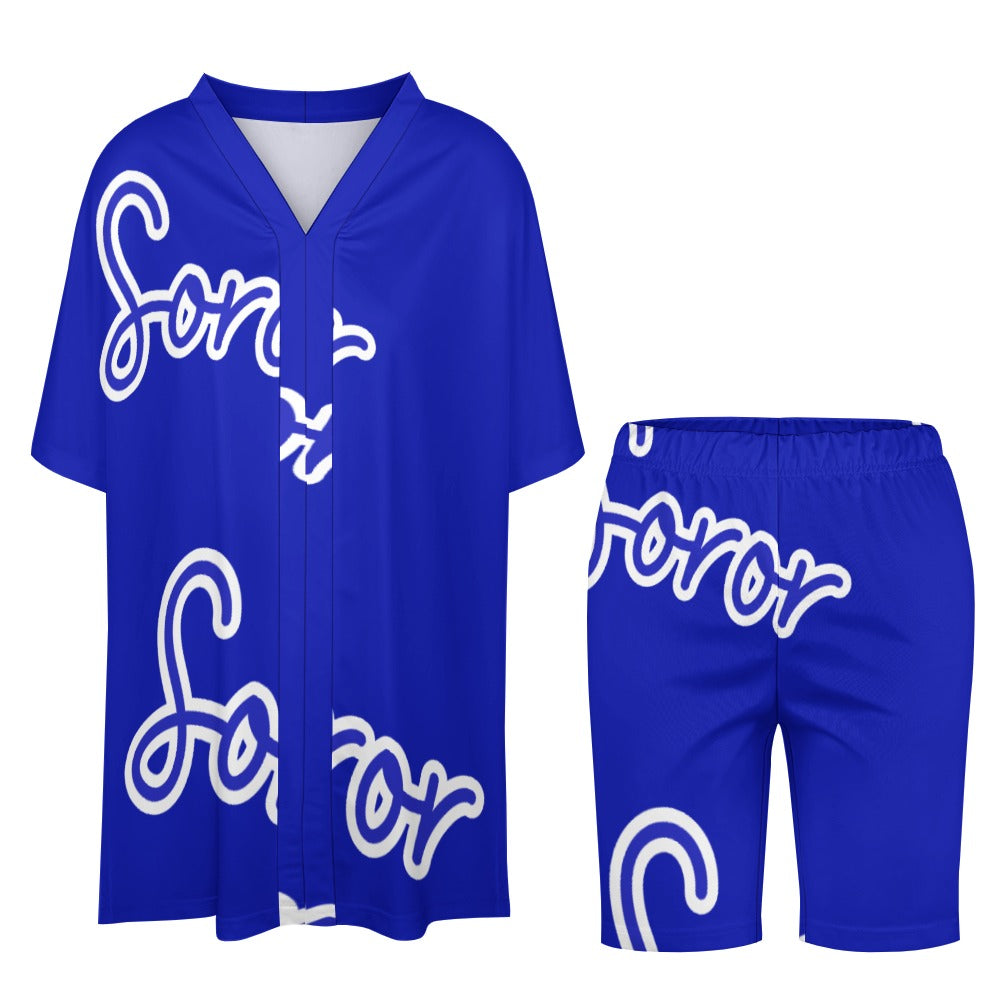 V-neck bat sleeve two piece set