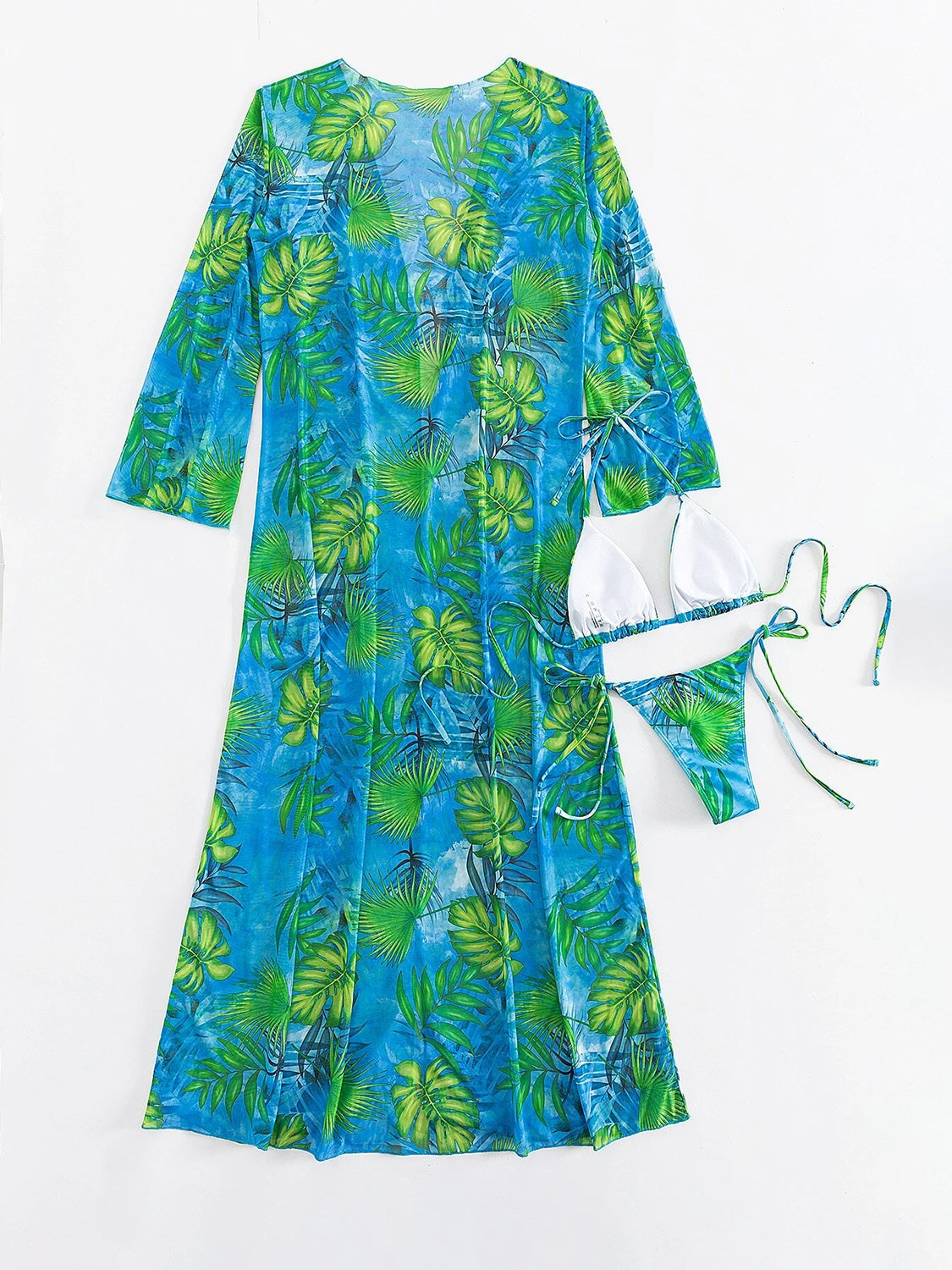 Printed Halter Neck Three-Piece Swim Set-VMA Specialties Boutique