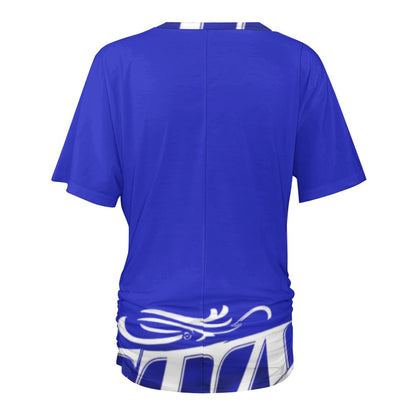 V-neck pleated T-shirt