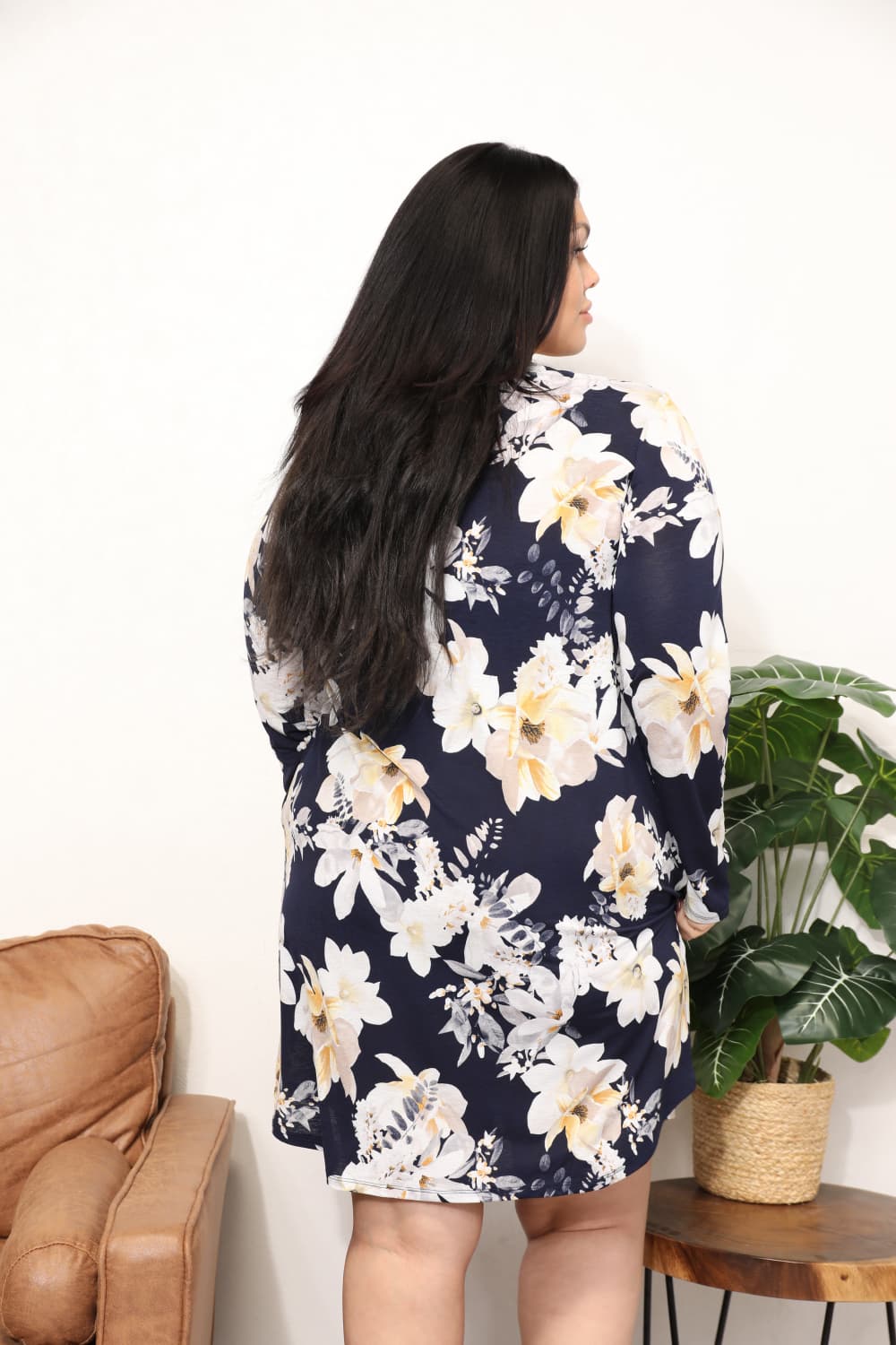 Sew In Love  Full Size Flower Print Shirt Dress-VMA Specialties Boutique