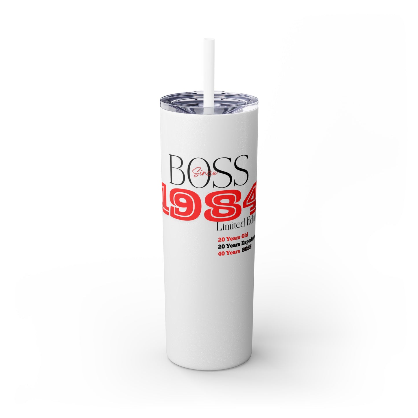1984 Red/Black Skinny Tumbler with Straw, 20oz