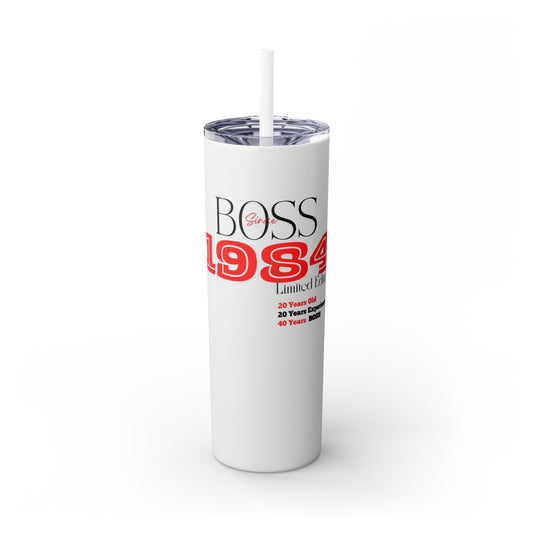 1984 Red/Black Skinny Tumbler with Straw, 20oz